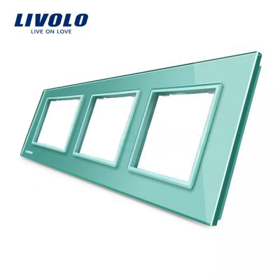 LIVOLO Plaque 3 prises verte