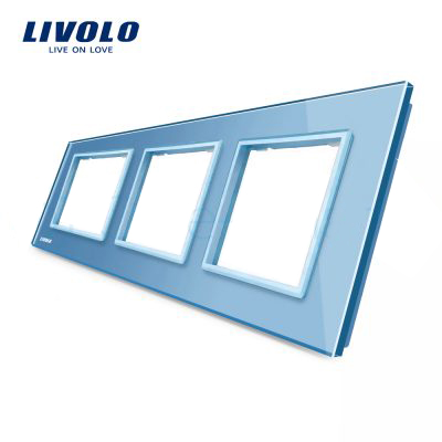 LIVOLO Plaque 3 prises bleue