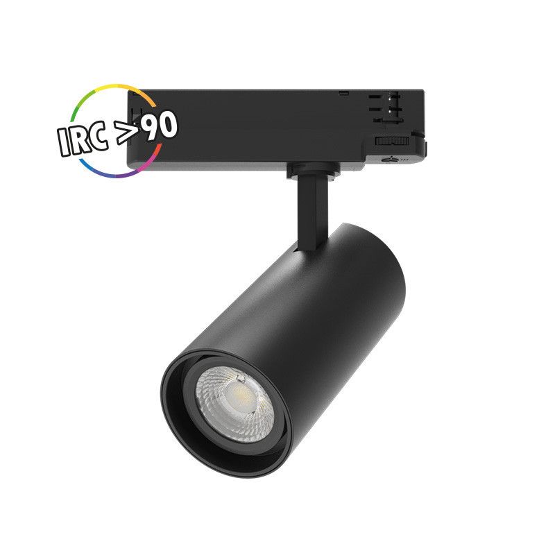MIIDEX Spot LED sur Rail Noir 25W 3000K 2500 LM IRC90 + adaptateur rail 3 allumages