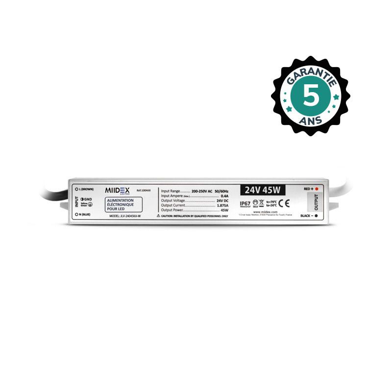 MIIDEX ALIMENTATION POUR LED 45W - 24V DC - IP67