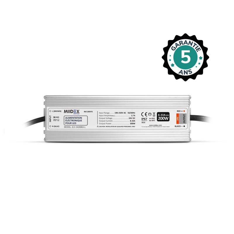 MIIDEX Alimentation pour LED 200W - 24V DC - IP67