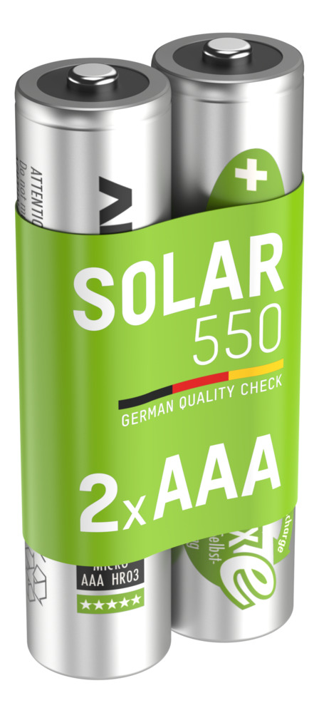 Blister de 2 accus AAA - 550mAh - Spécial solaire