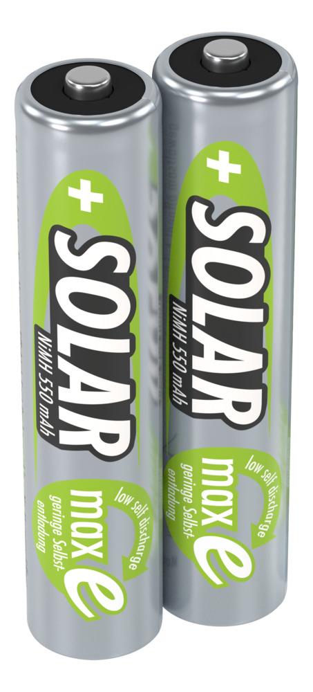 Blister de 2 accus AAA - 550mAh - Spécial solaire