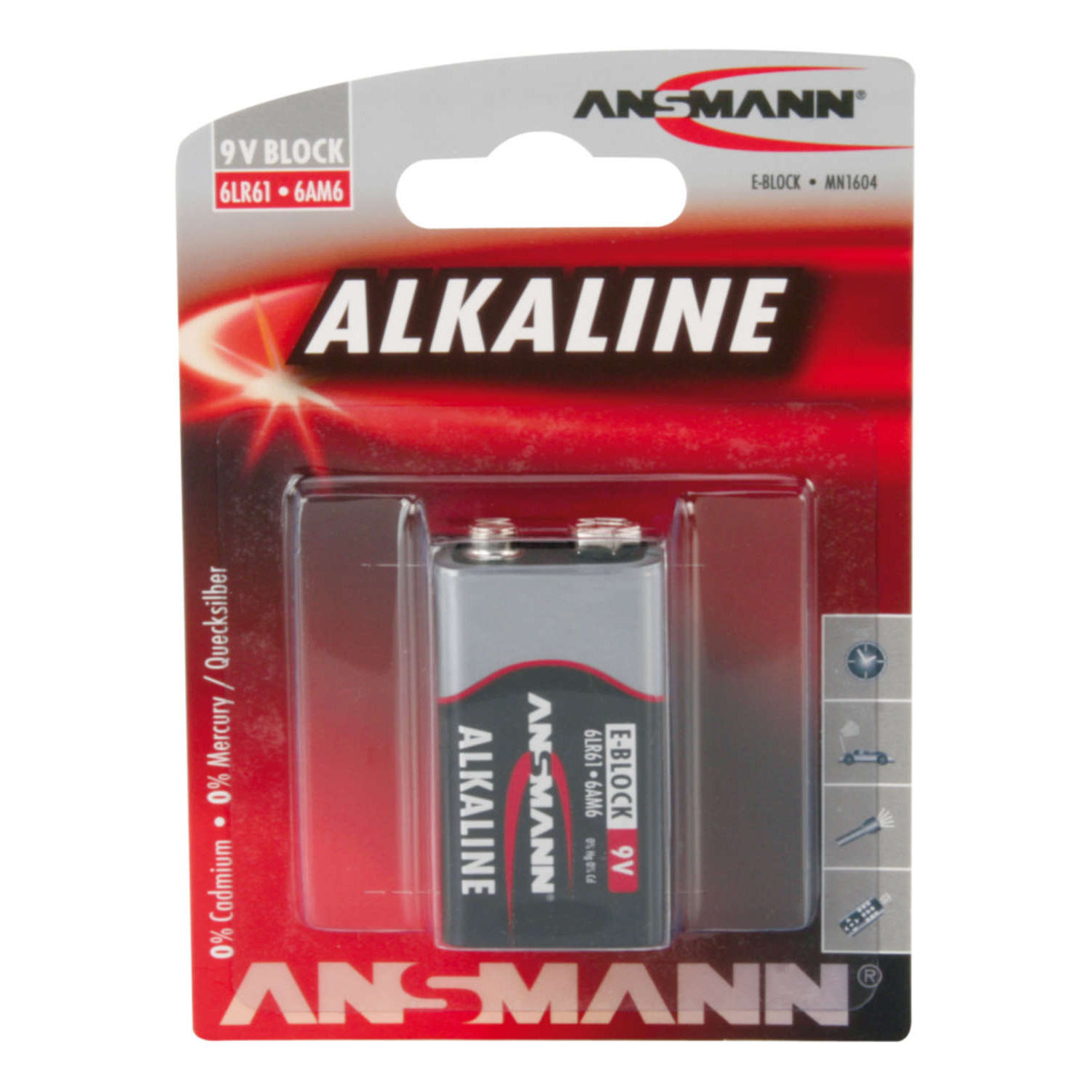 Alcalines RED LINE ANSMANN Block 9V E - Blister de 1