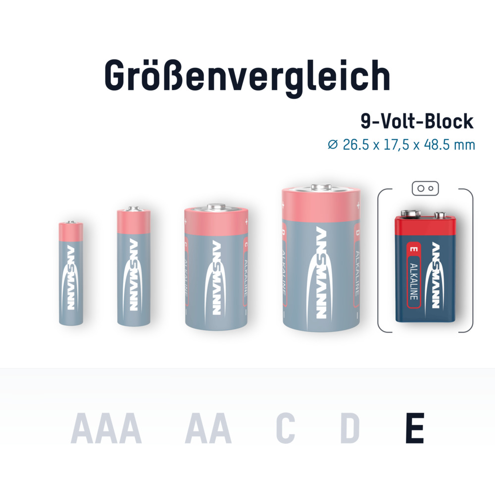 Alcalines RED LINE ANSMANN Block 9V E - Blister de 1