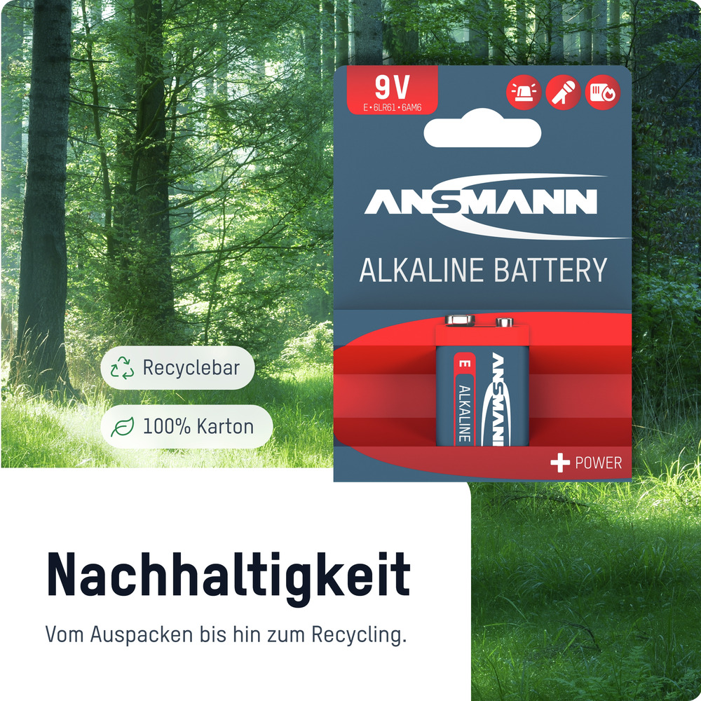 Alcalines RED LINE ANSMANN Block 9V E - Blister de 1