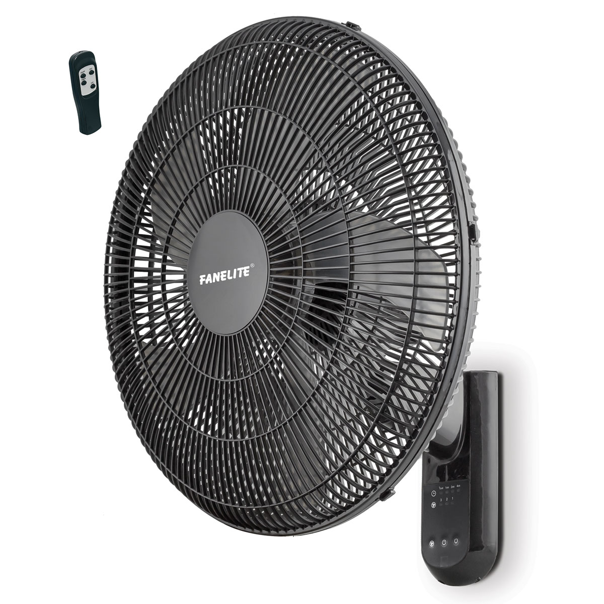 Fanelite Ventilateur mural noir diamètre 45cm - Grille Plastique - Télécommande