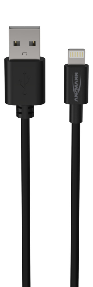 ANSMANN Câble USB, Type A mâle vers Lightning mâle, 1 m, 3.3 ft, USB 2.0, Noir