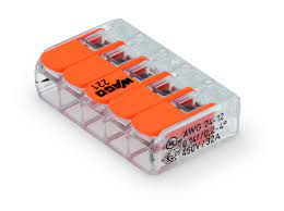 WAGO- BOITE DE 25 - Borne de raccordement COMPACT Pour tous types de conducteurs max. 4 mm² 5 conducteurs avec leviers