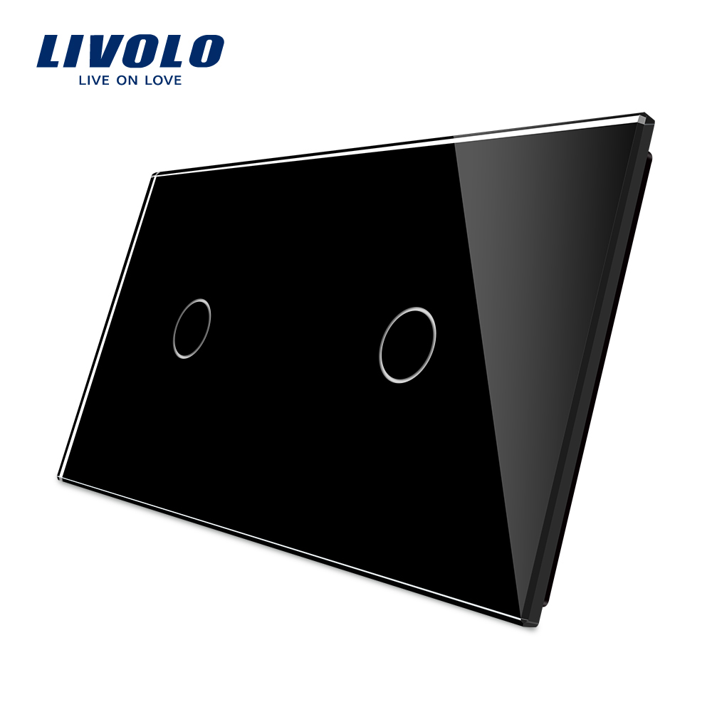 LIVOLO Plaque noire 2 boutons pour 2 interrupteur tactile simple