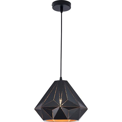 GIRARD FS EL SUSPENSION E27 ABAT-JOUR METAL NOIR EXT. DORE INT.