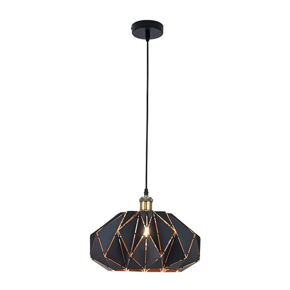 GIRARD SUDRON FS EL SUSPENSION E27 ABAT-JOUR METAL NOIR EXT. DORE INT.