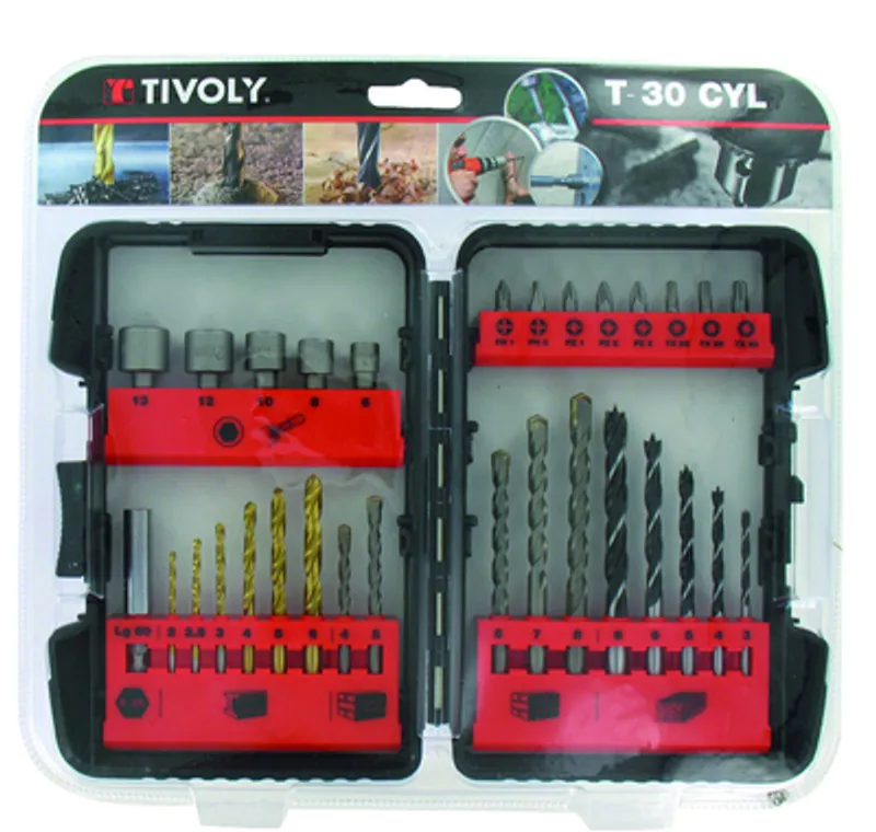 30 pièces -Coffret -Perçage Métaux / Bétons / Bois + Vissage TIVOLY /11901170034