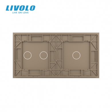 LIVOLO PLAQUE EN VERRE 1 + 1 BOUTONS CHAMPAGNE