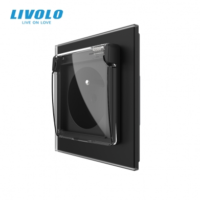 LIVOLO PLAQUE EN VERRE POUR DEUX PRISES NOIRE