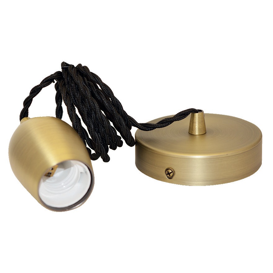 Suspension Douille E27 Metal M007 Cylindre Bronze mat + Câble 2m