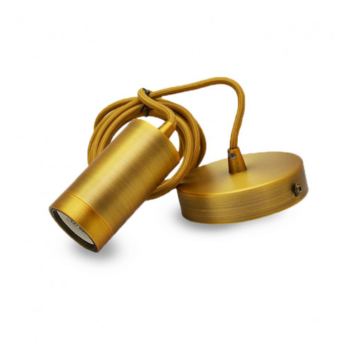 SUSPENSION DOUILLE E27 METAL M009 CYLINDRE MAT MARRON BRONZE + CÂBLE 2M
