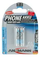 ANSMANN Batterie rechargeable NiMH (1.2V) HR03 AAA, capacité 800mAh, décharge lente, DECT-label, blister de 2
