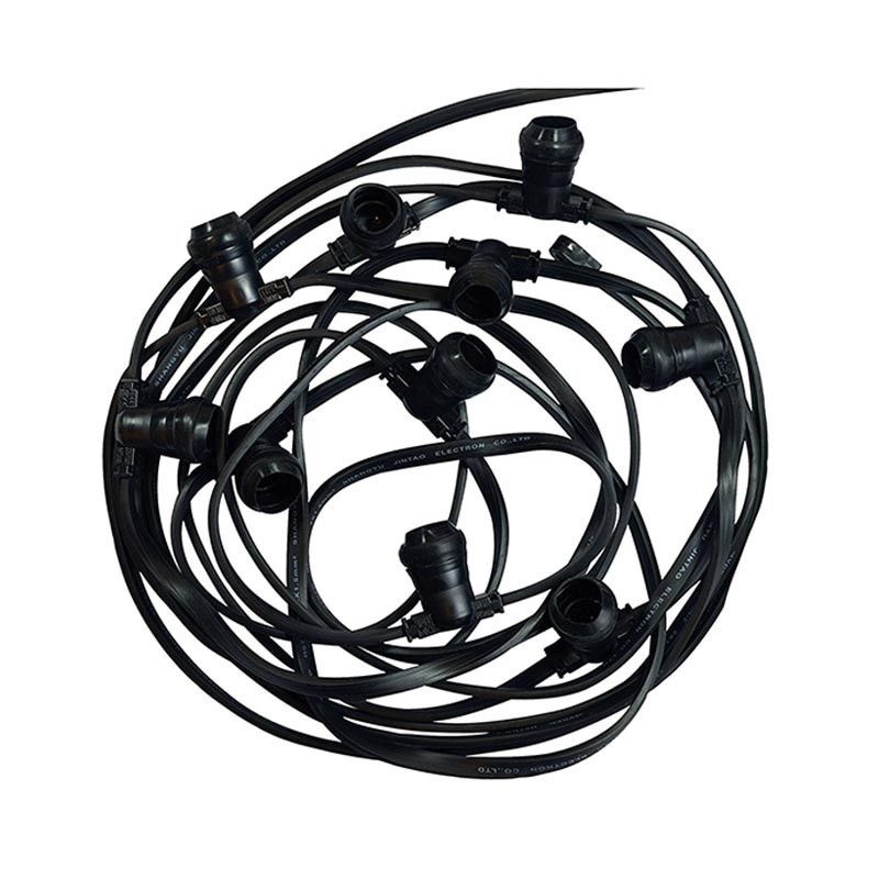 VISION-EL GUIRLANDE FORAINE CABLE PLAT NOIR 10 METRES 20 DOUILLES E27