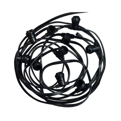 VISION-EL GUIRLANDE FORAINE CABLE PLAT NOIR 10M 10 DOUILLE B22