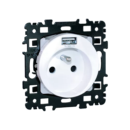 Prise 2P+T + USB SQUARE ANTRACITE