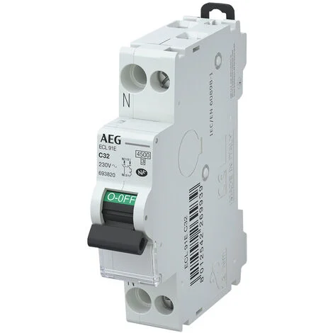 Disjoncteur modulaire phase neutre 25A 4.5kA à vis AEG