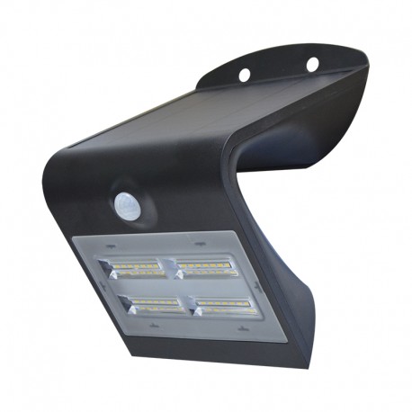 LED VISION-EL Applique Murale LED Solaire 3.2W 4000K Noir + Déctecteur