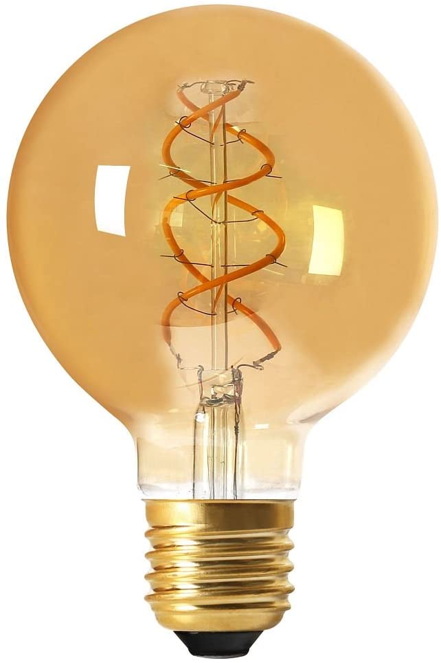 GIRARD SUDRON FS GLOBE G95 FILAMENT LED TORSADEE 4W E27 2000K 200LM DIM. AMBREE