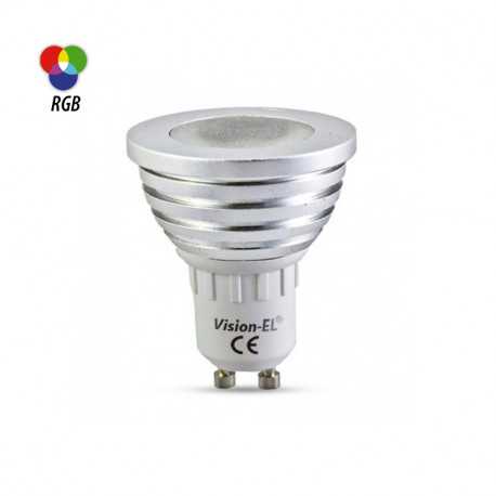 VISION-EL AMPOULE LED SPOT GU10 3W RGB DIMMABLE +TÉLÉCOMMANDE IR