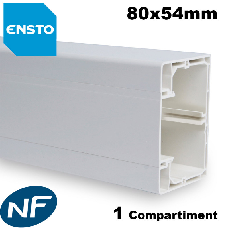 ENSTO Goulotte electrique 80x54mm 1 compartiment 2M PVC blanc RAL9010