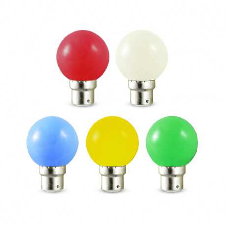 LED VISION-EL 1 W BULB B22 X 5 COULEURS BLISTER