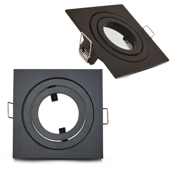 Support de spot carré aluminium Noir Mat Orientable 88x88 mm