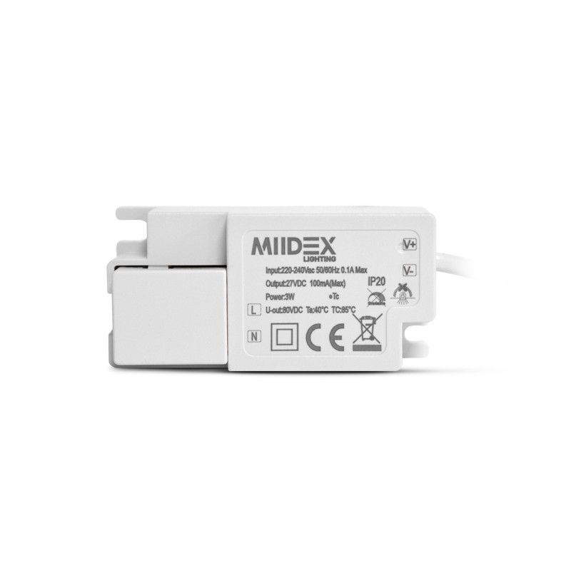 MIIDEX PLAFONNIER LED PC BLANC DIAM 120MM 3W 6000K