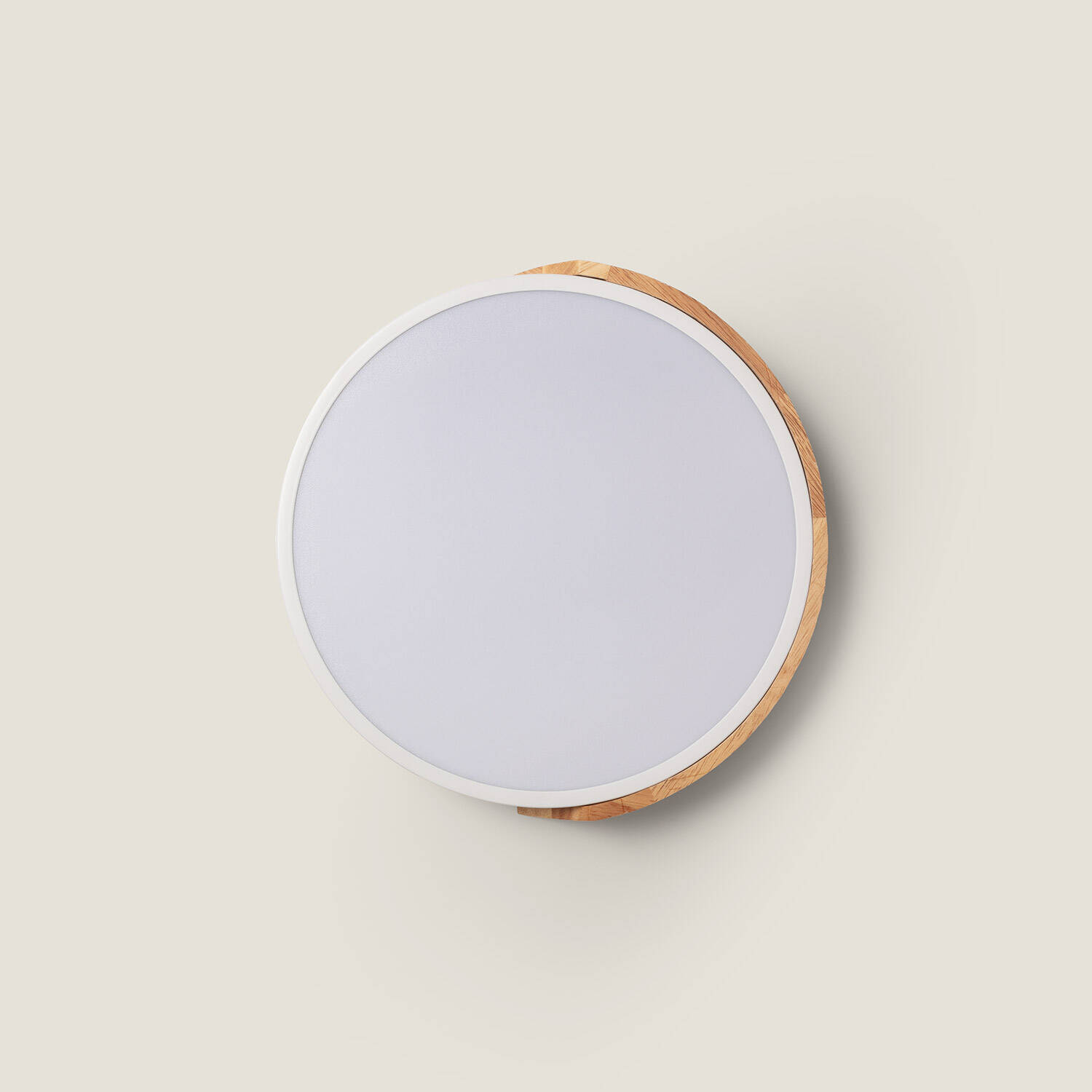 Plafonnier LED Rond Bois CCT Sélectionnable Semi-Dari 18W ILUZZIA Couleur Blanche R2187-W38