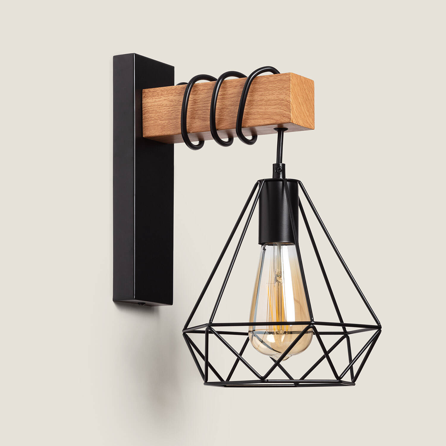 Lampe Murale Métal et Bois Sardo couleur noire