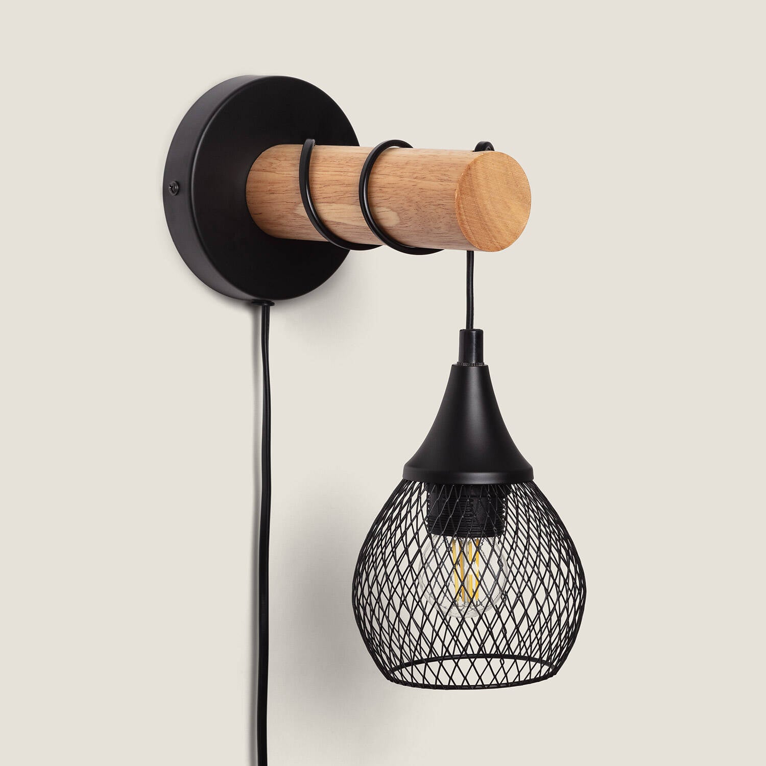 Lampe Murale Bois et Métal Monah couleur noir