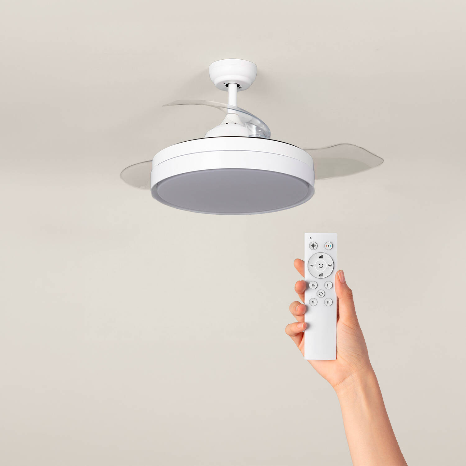 Ventilateur de Plafond Rétractable Silencieux Caicos Blanc 106cm Moteur DC