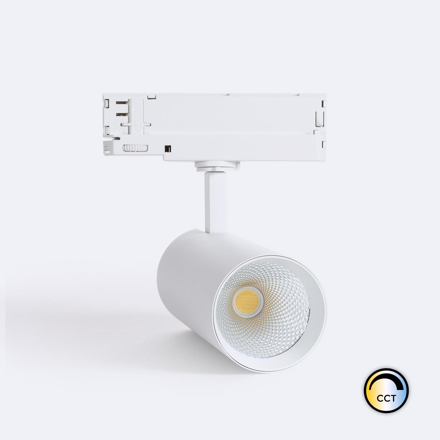 Spot LED Carlo 30W pour Rail Triphasé CCT Blanc - Température de Couleur : Sélectionnable (2700K-3000K-4000K)