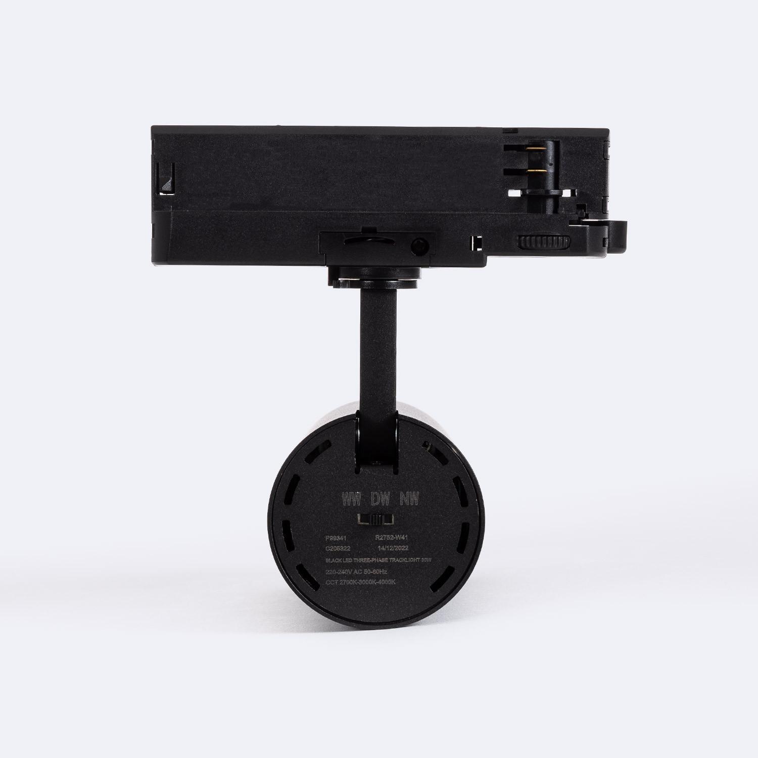 Spot LED Carlo 30W pour Rail Triphasé CCT Sélectionnable No Flicker Noir - Température de Couleur : Sélectionnable (4000K-5000K-6000K) R2752-W41