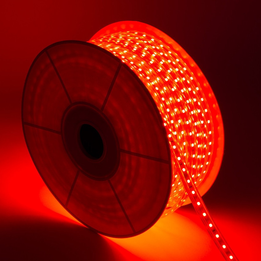 Bobine LED 220V AC Dimmable 60 LED/m rouge (50 Mètres) IP65 Largeur 14mm Coupe Tous les 100cm R3104-W51