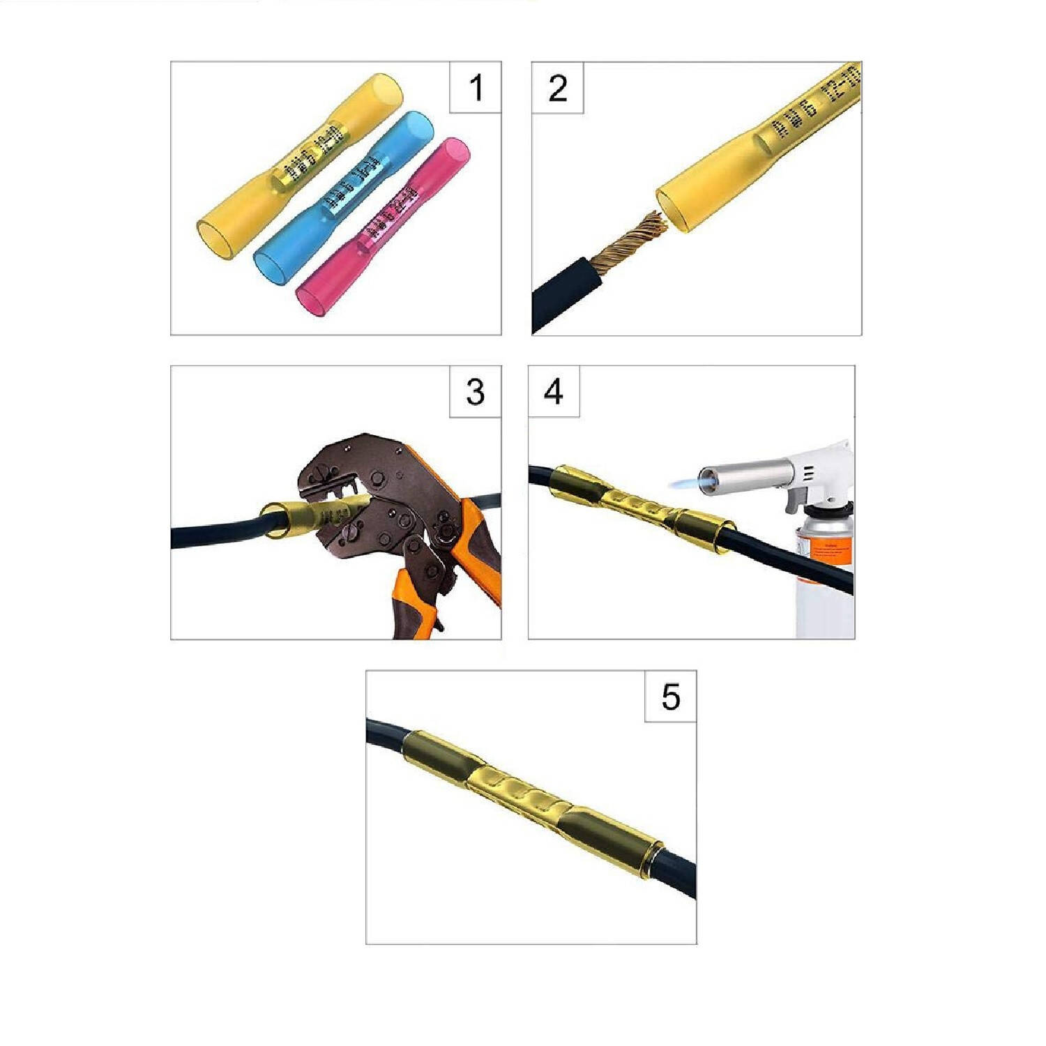 Cosse de connection Termoretractable BHT 5 Jaune - Pack de 100