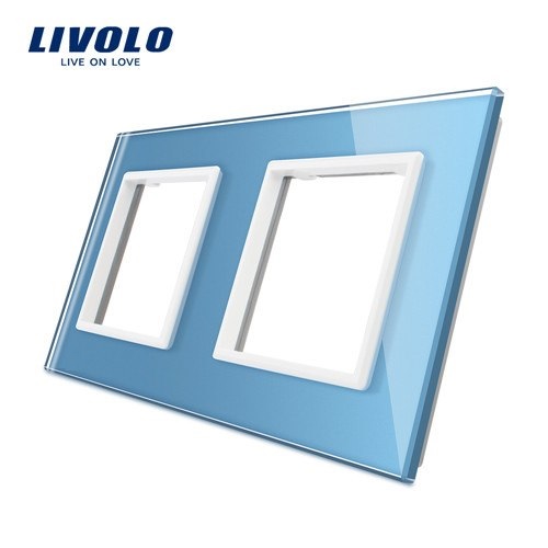 LIVOLO Plaque 2 prises bleue
