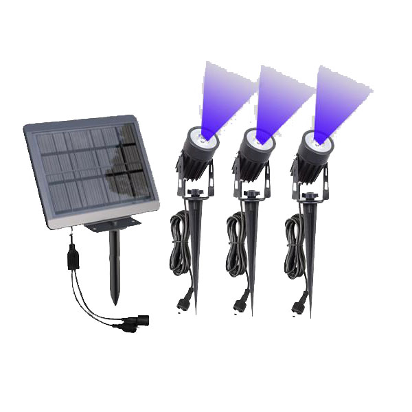 Aluminum Solar Power Charged Colorful LED Spotlight -3pcs  BLUE