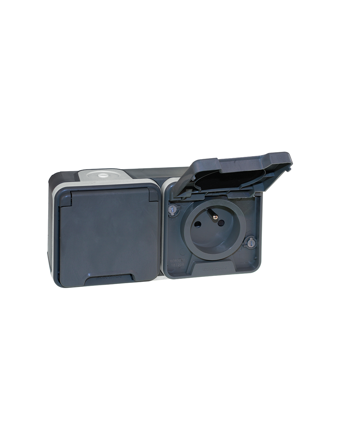 EUR'OHM OXXO DOUBLE PC HORIZ 2P+T GRIS SAILLIE IP 55