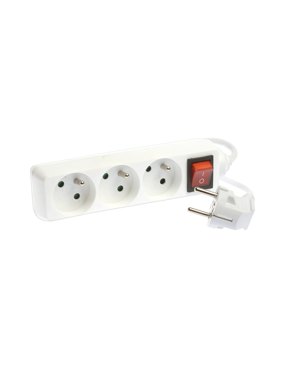 EUR'OHM BLOC 3 PRISES 2P+T BLANC AVEC INTER 3G1.5² - 1.5M