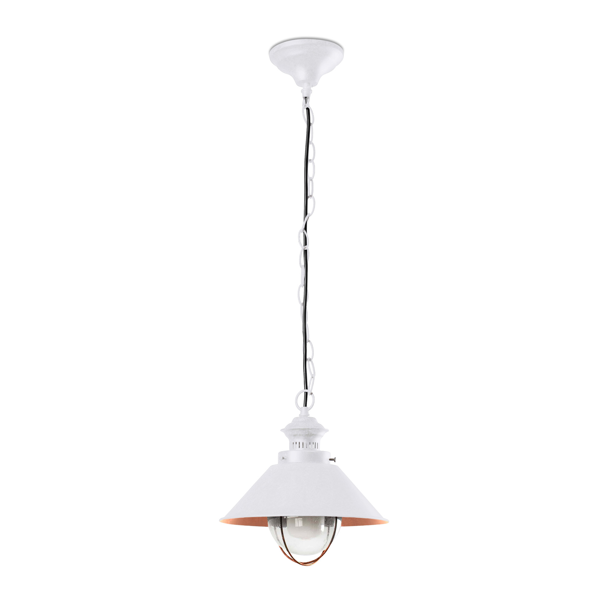 FARO NAUTICA-P LAMPE SUSPENSION BLANCHE ET CUIVRE