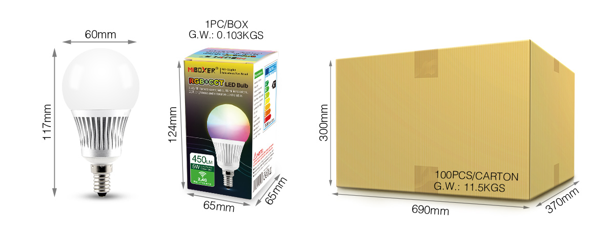 5W E14 RGB+CCT LED Light Blub Mi-Light - Miboxer -