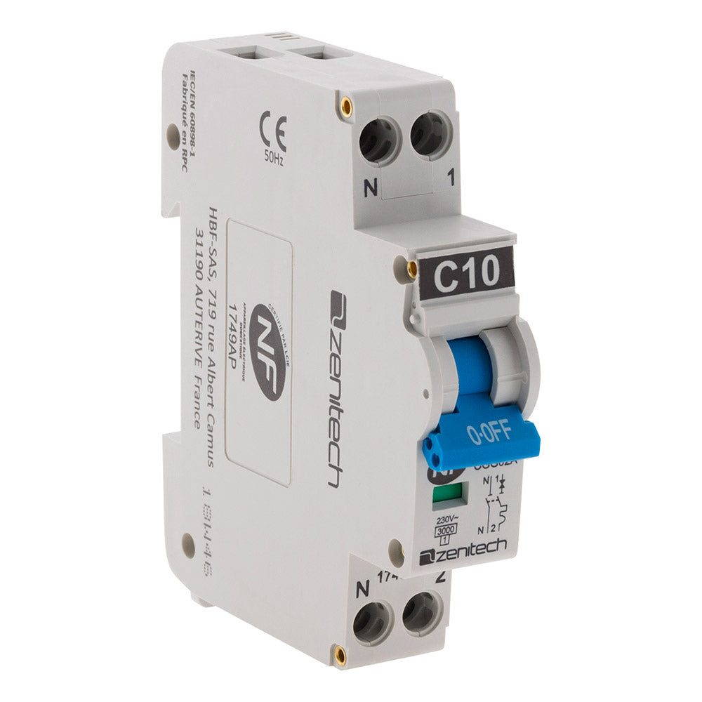 Disjoncteur Phase neutre 3KA 10A ZENITECH