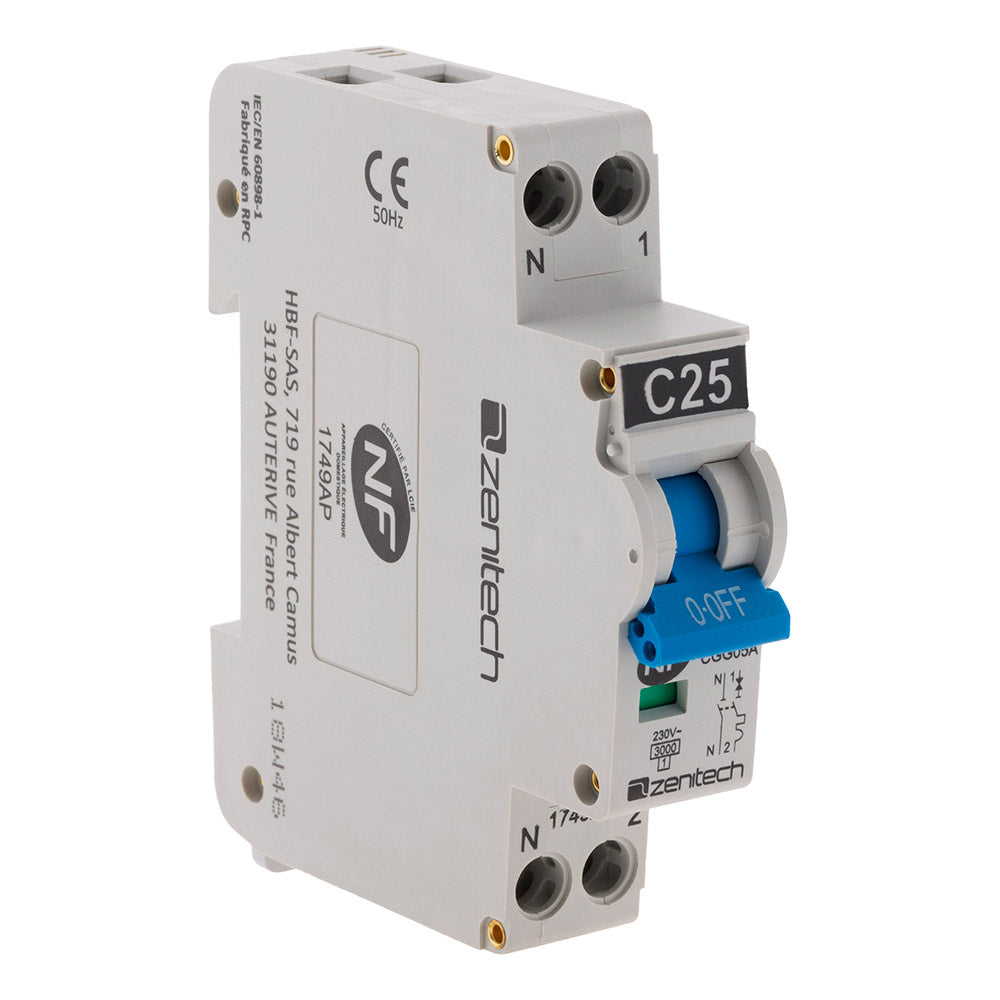 Disjoncteur Phase neutre 3KA 25A ZENITECH