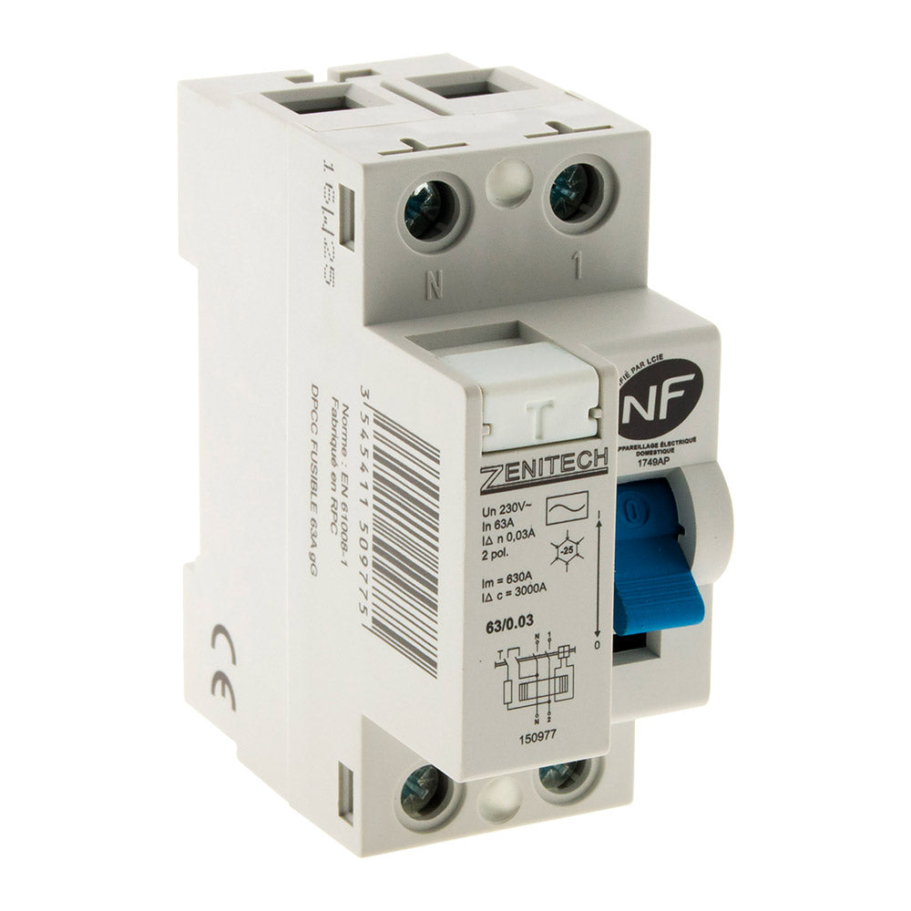 Inter différentiel 63/2-30mA Type AC ZENITECH